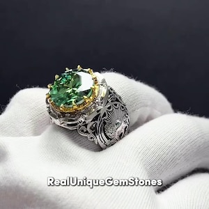 Beautiful Moissanite Gemstone Ring 925 Sterling Silver Unique Design Moissanite Mens Ring Handmade Moissanite Ring For Men