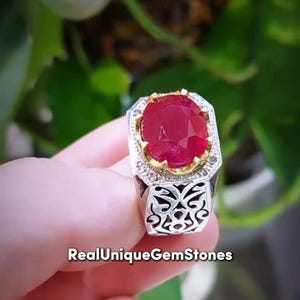Beautiful Red Yaqoot Ring For Men 925 Sterling Ring Silver Ruby Ring Handcrafted Yaqoot Ruby Ring For Men