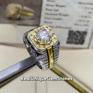 Moissanite mens ring 925 Sterling silver Engagement ring for men Beautiful Ring For Her