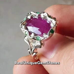 Mens Pink Ruby Yaqoot Gemstone Ring Real Ruby Ring in Sterling Silver 925 Ruby Manic Yaqoot