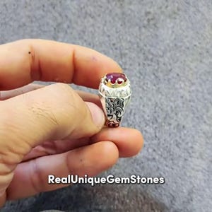 Genuine Mens Ruby Yaqoot Ring Yaqoot Ring with Sterling Silver 925 Rare Precious Mens Gemstone Ruby Ring