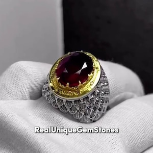 Premium Quality Red Ruby Yaqoot Ring Beautiful Yaqoot Ruby Gemstone Ring Handcrafted Sterling 925 Silver Ruby Ring For Men