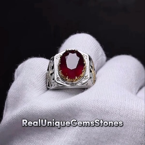 Beautiful Red Ruby Yaqoot Ring Handmade Sterling 925 Silver Red Ruby Ring Gift For Men