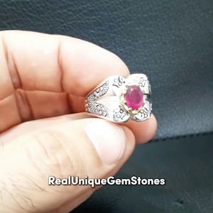 Real Ruby Yaqoot Ring For Men Beautiful Ruby Yaqoot Gemstone Handcrafted in Pure Sterling Silver 925