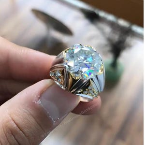 Mens Moissanite Ring Sterling Silver 925 Ring Beautifully Handmade Moissanite Ring
