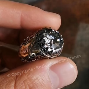Moissanite Gemstone Ring Genuine Mens Moissanite Ring Beautiful Moissanite Ring in Sterling Silver 925 Handcrafted Moissanite Ring For Men