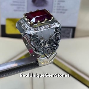 Genuine Ruby Yaqoot Gemstone Ring for Men Handmade Ruby Yaqoot Ring in Sterling Silver 925