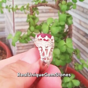 Beautiful Mens Yaqoot Ruby Gemstone Ring Handmade 925 Sterling Silver Mens Original Yaqoot Ruby Ring