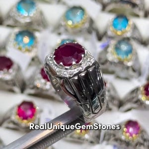 Original African Red Ruby Yaqoot Ring Top Quality Yaqoot Ruby Gemstone Ring Sterling 925 Silver Ruby Ring For Men