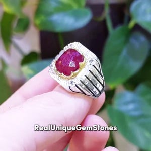 Authentic Pure Ruby Ring 925 Sterling Silver Yaqoot Ring Handcrafted Mens Yaqoot Ring
