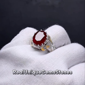 Beautiful Red Ruby Yaqoot Ring For Men Handmade Sterling 925 Silver Ruby Mens Ring