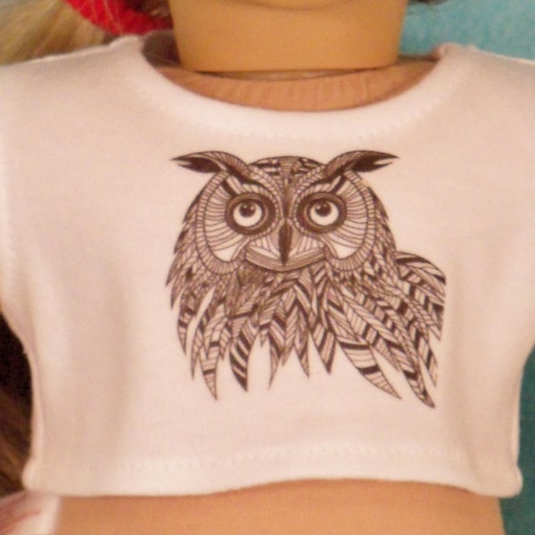 Owl Graphic Crop Top for 18 inch Doll