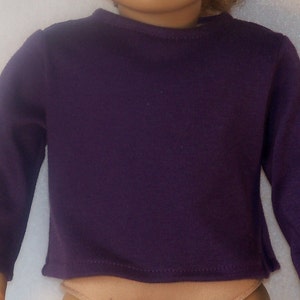 Purple Long Sleeved Crew Neck Tee-Shirt for 18 inch Dolls image 1