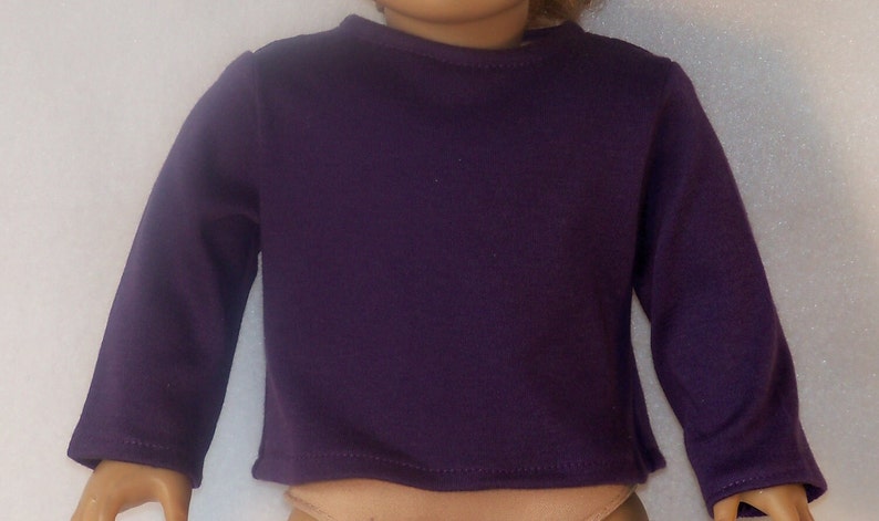 Purple Long Sleeved Crew Neck Tee-Shirt for 18 inch Dolls image 1