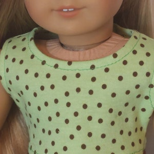 Green with Brown Polka Dot Crop Top for 18 inch Doll