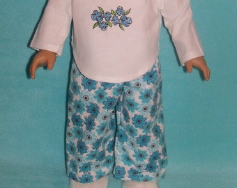 Blue Flowers Pajamas for 18 inch Dolls