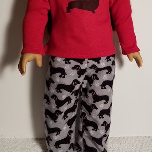 Doxie Pajamas with  Optional Slippers for 18 inch Dolls