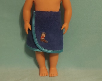 Royal Blue Terry Velour Bath and Beach Wrap for 18 inch Boy Doll