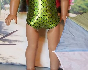 Green Scales Swimsuit with Optional Items for 18 inch Dolls