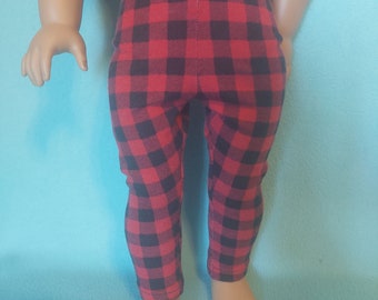 Red and Black Plaid Stretch  Leggings for 18 inch Dolls