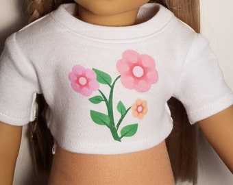 Flowers Graphic Crop Top for 18 inch Dolls