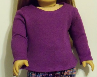 Violet Long Sleeved Crew Neck T-Shirt for 18 inch Dolls