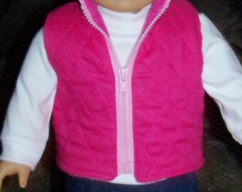 Quilted Hot Pink Ski Vest for 18 inch Doll