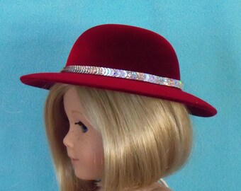 18 inch Doll Chic Claret Red Hat With Sequin Trim