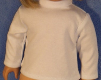 Long Sleeved White Mock Turtle Tee-Shirt for 18 inch Doll