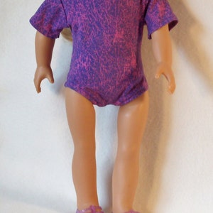 Practice Gymnastic Short Sleeved Leotard with Optional Jelly Shoes for 18 inch Dolls