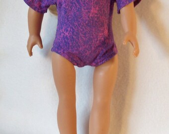 Practice Gymnastic Short Sleeved Leotard with Optional Jelly Shoes for 18 inch Dolls