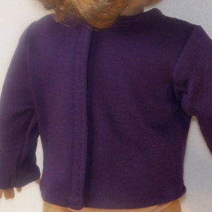 Purple Long Sleeved Crew Neck Tee-Shirt for 18 inch Dolls image 2