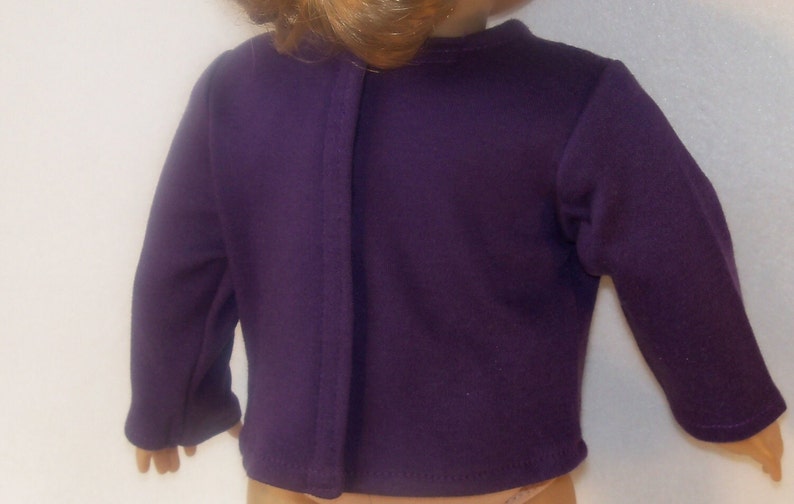 Purple Long Sleeved Crew Neck Tee-Shirt for 18 inch Dolls image 2