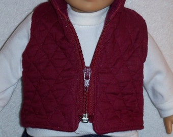 Maroon Quilted Ski Vest for 18 inch Doll