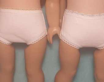 White Panties with Silver or Gold Lace Trim for 18 inch Dolls
