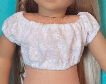 White Peasant Crop Top for 18 inch Dolls