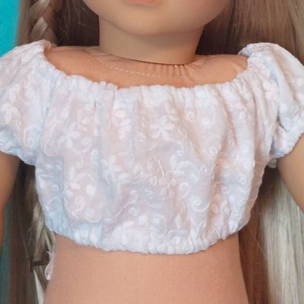 White Peasant Crop Top for 18 inch Dolls