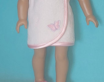 White Terry Velour Spa and Beach Wrap for 18 inch Doll