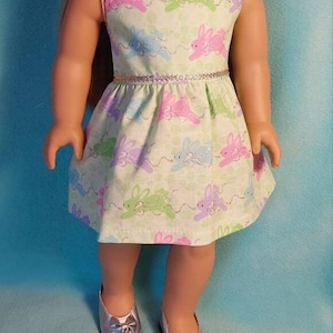 Easter Bunny Dress with Optional Silver Shoes for 18 inch Doll