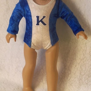 Blue & White Gymnastic Performance Leotard for 18 inch Dolls