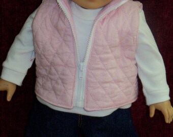 Pink Quilted Ski Vest for 18 inch Dolls