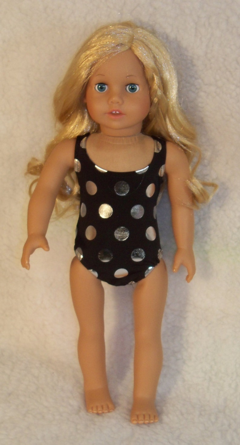 18 Inch Doll Swimsuit With Silver Metallic Polka Dots on Black - Etsy