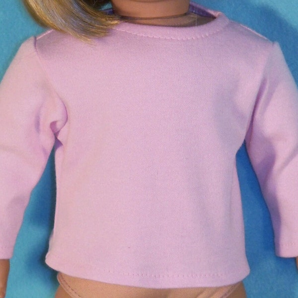 Pink Long Sleeved Crew Neck T-Shirt for 18 inch Dolls