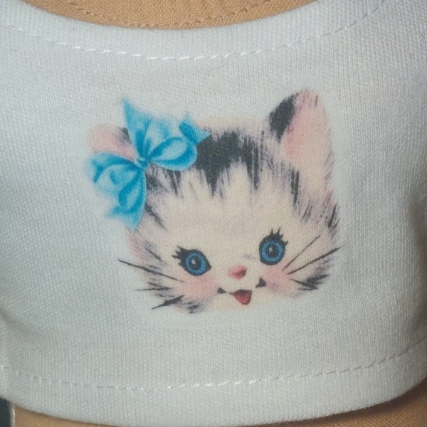 Kitten w/Blue Bow Graphic Crop Top for 18 inch Doll