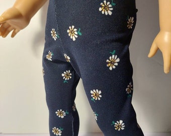 Navy with Daisies Stretch  Leggings for 18 inch Dolls