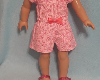 Hot August Romper with Pockets  and Optional Sandals for 18 inch Dolls