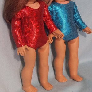 Red or Teal Snakeskin Gymnastic Performance Leotard for 18 inch Doll