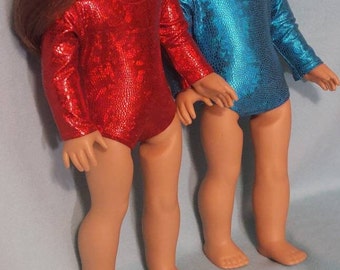 18 inch Doll Red or Teal Snakeskin Gymnastic Performance Leotard