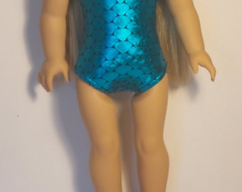 Teal Blue Scale Swimsuit for 18 inch Dolls