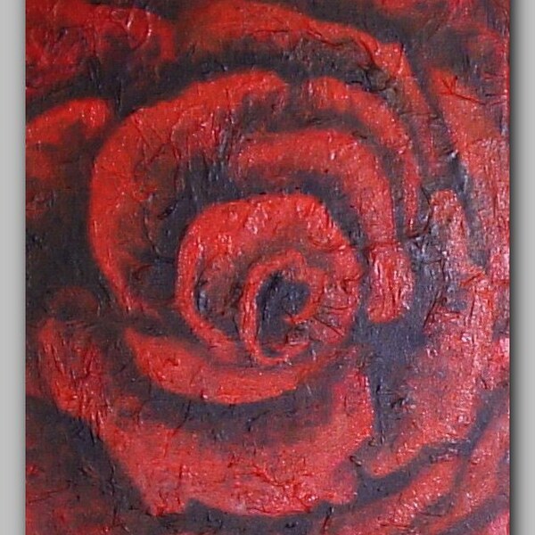 Red Rose Flower Painting Contemporary Acrylic on Canvas  - Original Art by Naj